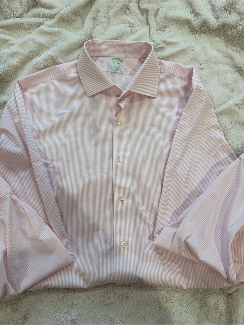 Brooks Brothers Light Pink Stripe Dress Shirt - Button Front